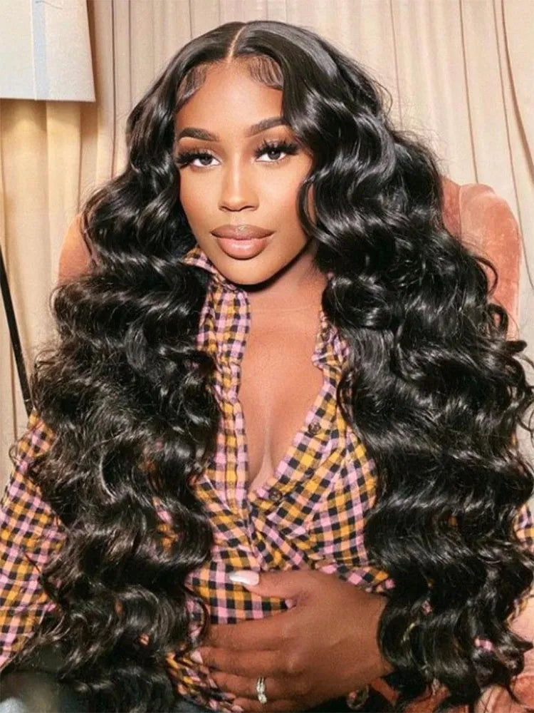 Lace wig with a wispy fringe for a soft and feminine lookSimidola 13x4 HD Lace 200% Denisty Body Wave Wig Natural Pre Plucked