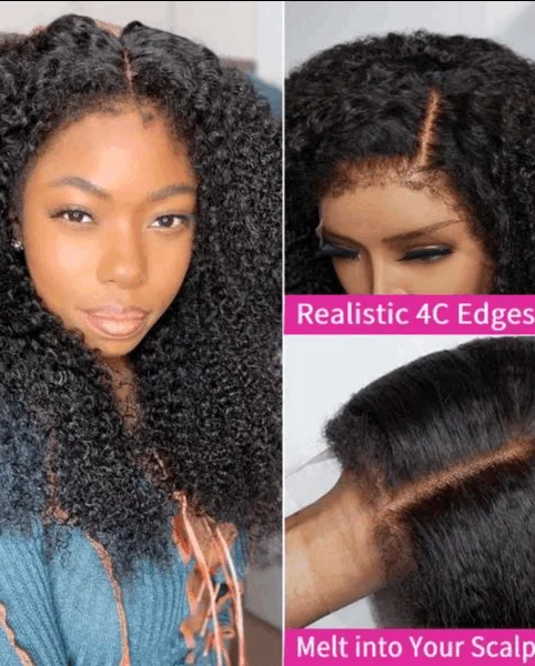 Lace wig with a silk - base cap for a comfortable and smooth feelSimidola 4C Edges | 13x4 Lace Realistic Afro Kinky Edges Hair Wig