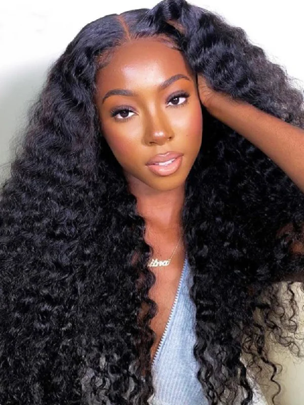 Lace wig with a platinum - blonde color for a bold and trendy lookSimidola 4x4 HD Lace 200% Dendisty Closure Deep Wave Wig