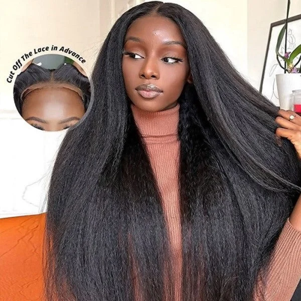 Lace wig with a straight texture for a sleek and minimalist lookPre-Plucked | Simidola Wear & Go 13x4 HD Lace Kinky Straight Wig