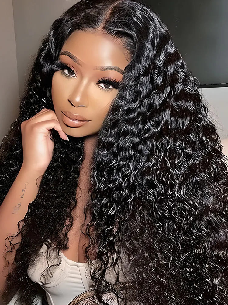 Lace wig with a 13x4 lace frontal for a wide - parting areaSimidola Pre Bleached Knots 13x4 Invisible HD Lace 200% Denisty Water Wave Wig