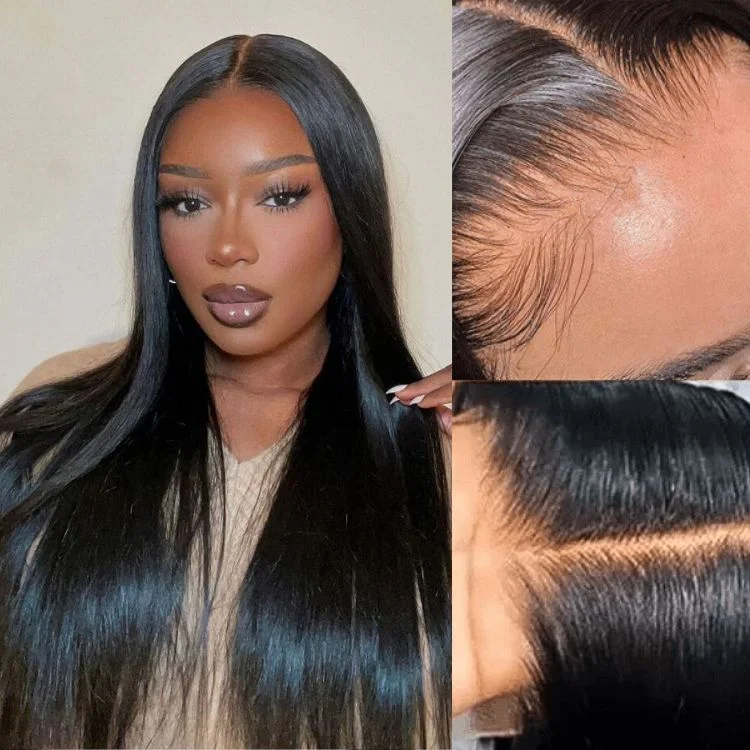 Human - hair wig with a wavy texture for a beachy and relaxed lookLuvme Hair 180% Density | Silky Straight Glueless 5x5 Closure HD Lace Long Wig | Large & Small Cap Size