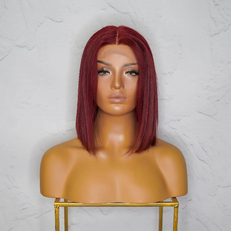 Virgin - human - hair wig with a natural - looking texture for a luxurious feelSPICE Red Human Hair Lace Front Wig ** READY TO SHIP **