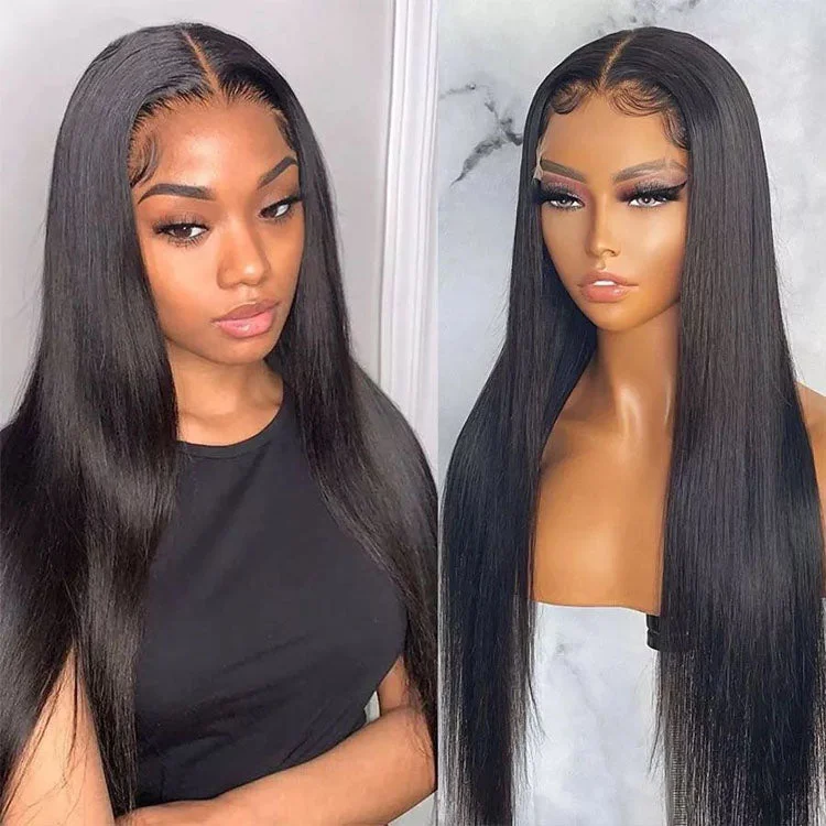 Human - hair lace wig for a luxurious and natural feel4x4 HD Lace Closure Wig 30inch Straight Human Hair Closure Wig Remy Brazilian HairPre Plucked Unprocessed Virgin Hair