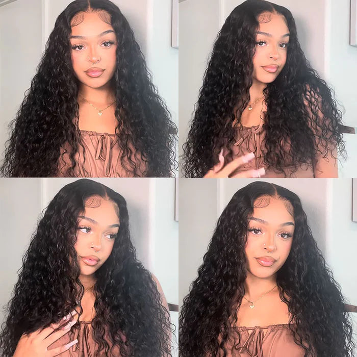 Lace wig with a silk - base cap for a comfortable and smooth feelWear & Go Water Wave 7x5 HD Pre-cut Lace Pre-bleached Tiny Knots Glueless Lace Closure Wig  [PL02]