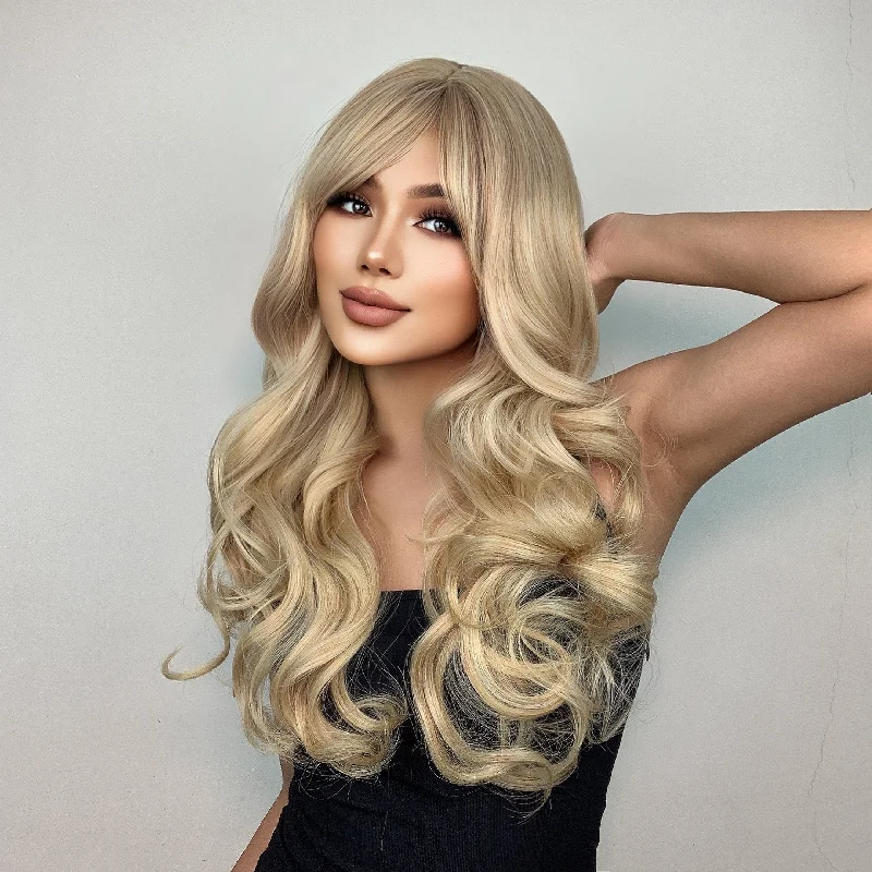 Human - hair colored wig for a natural and luxurious feel23 Inches Layered Soft Curls Synthetic Wigs - Allegra