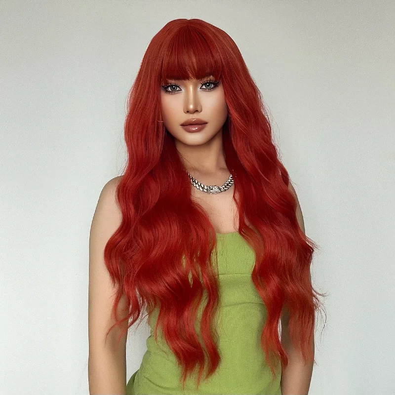 Colored wig with a middle - part for a classic and elegant style2 Shades 28 Inches Long Body Wave Synthetic Wigs - Millicent