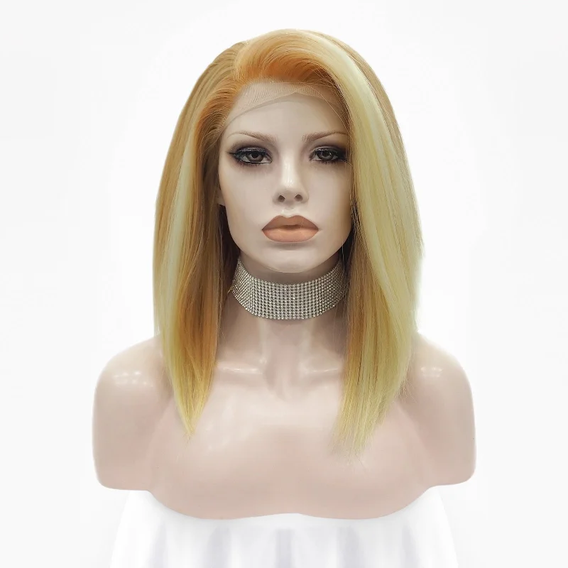 Bob wig with a blunt cut for a modern and edgy styleStar Light - Blonde Highlighted Short Bob Synthetic Lace Front Wig