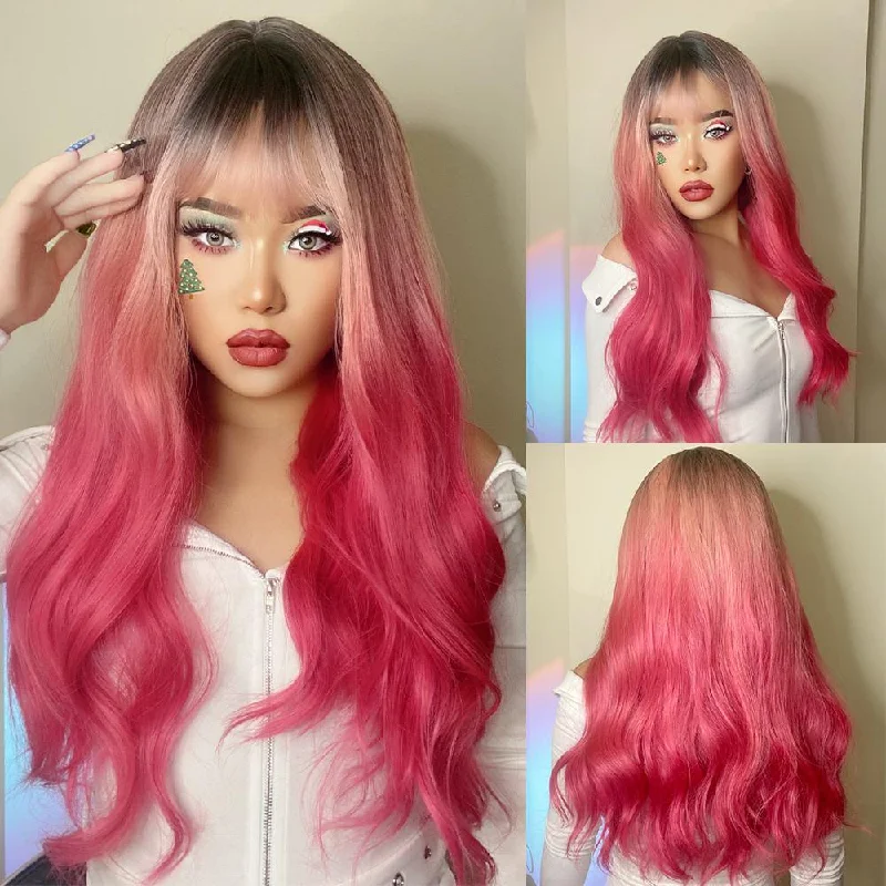 Colored wig with a natural - looking root for a more realistic look22 Inches of Light Body Waves-Niko