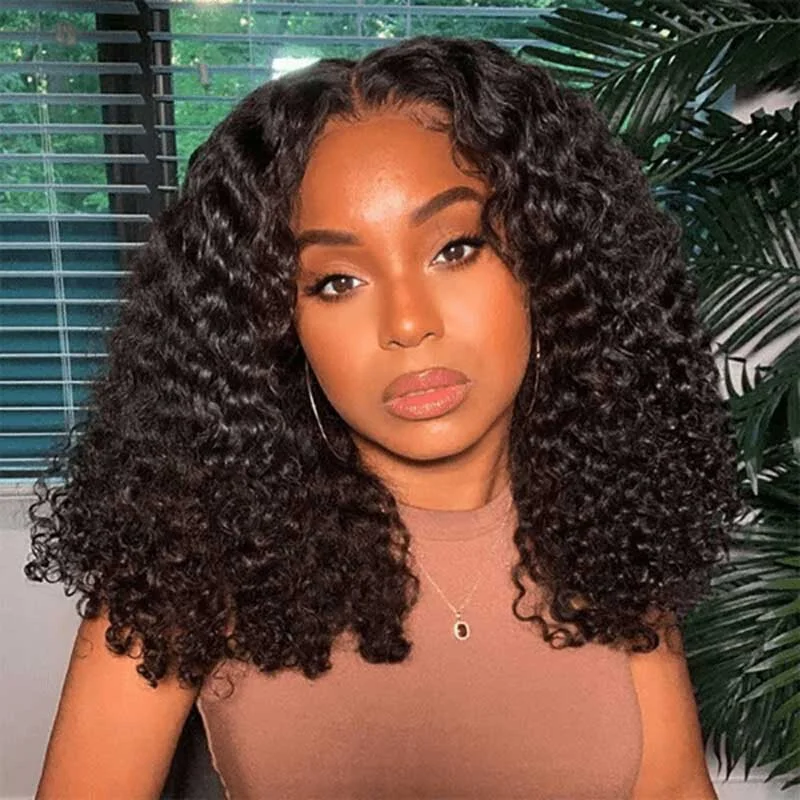 Adjustable - cap bob wig for a comfortable fitAlibonnie Kinky Curly Human Hair Bob Wigs Pre-Plucked 13x4 Lace Front Wigs Favorable Price