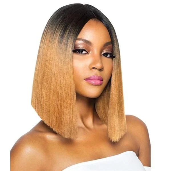 Synthetic colored wig with a heat - resistant formula for easy stylingShort Bob Wig Straight Wig Black With Honey Blond Ombre Human Hair Wig