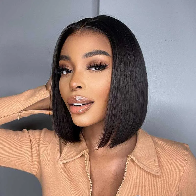 Bob wig with a pre - plucked hairline for a more natural lookReshine Hair Bob Wig 13x4 Lace Front Human Hair Wig Straight Hair Lace Wigs For Black Women