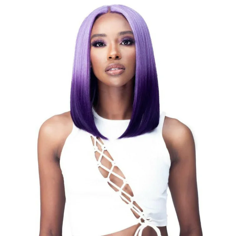 Bob wig with a curly fringe for a playful and youthful vibeBobbi Boss Glueless Free-Parting Premium Synthetic HD Lace Wig- Vivienne