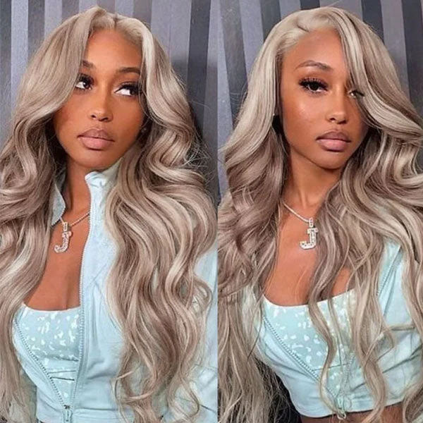 Colored wig with a red - orange hue for a warm and energetic lookCranberry #18 Blonde Colored Straight Human Hair Lace Front Long Wigs