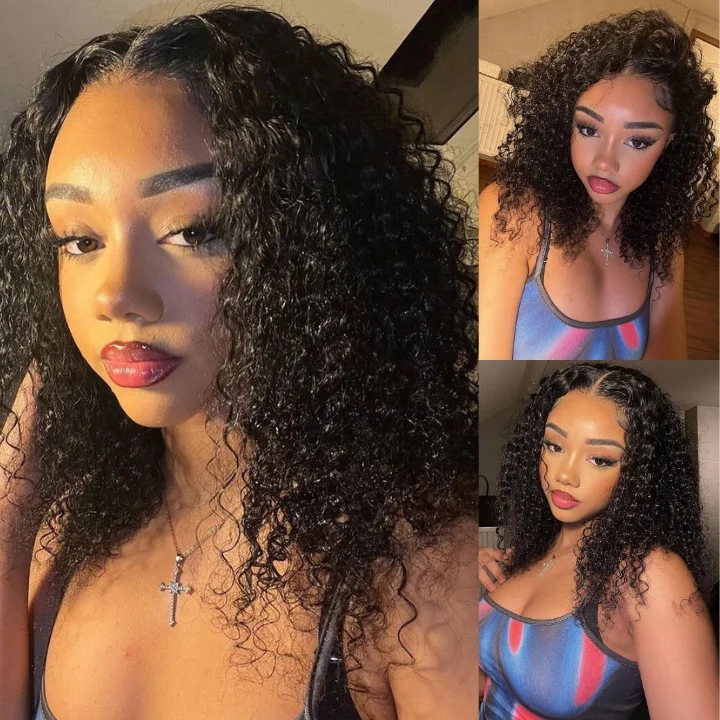 Petite bob wig suitable for women with small facesGeetahair Upgrade HD Lace Kinky Curly Bob Wig Black Color Undetectable Clear Lace Human Hair Bob Wigs