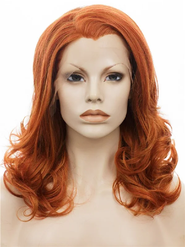 Bob wig made from high - quality synthetic fibersRed Orange Mixed Auburn Color Synthetic Wigs