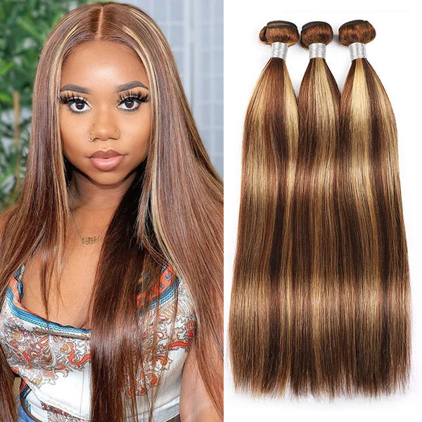 Colored wig in a vibrant pink color for a bold and eye - catching lookOne More Highlight Bundles Brown with Blonde Ombre Color