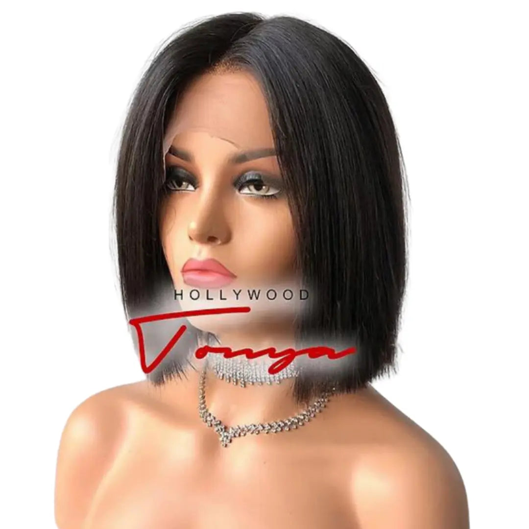 Petite bob wig suitable for women with small facesHollywood Tonya Premium 100% Unprocessed Human Hair 10" Bob Celebrity Grade Wig - Diane