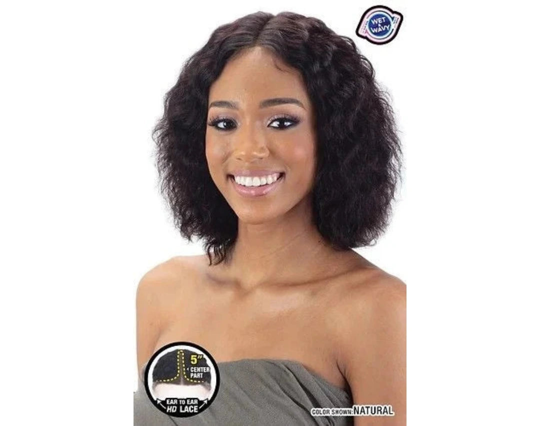 Adjustable - cap bob wig for a comfortable fitMayde Beauty IT GIRL Wet & Wavy 100% Virgin Human Hair HD Lace Front Wig - Loose Deep 12"