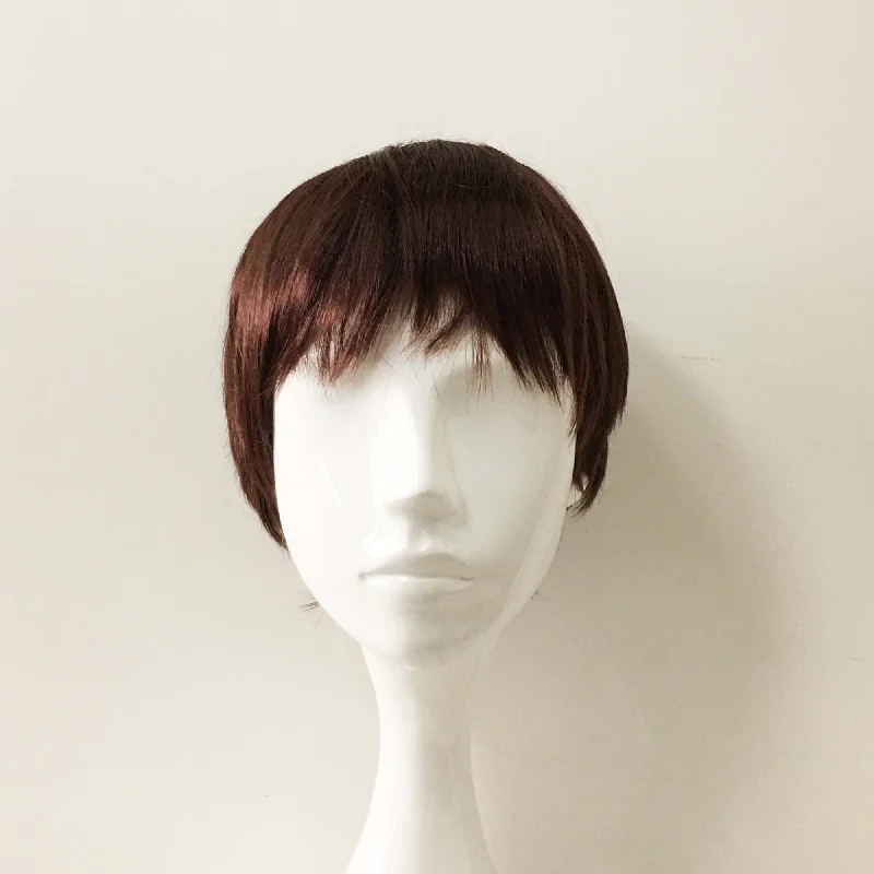 Bob wig with auburn highlights for a warm and vibrant appearanceMen Brown Short Straight Fringe Bangs Pixie Thin Cosplay Wig