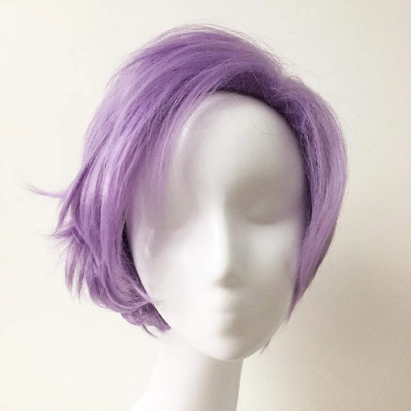 Bob wig with auburn highlights for a warm and vibrant appearanceMen Pastel Purple Short Straight Side Part Cosplay Wig