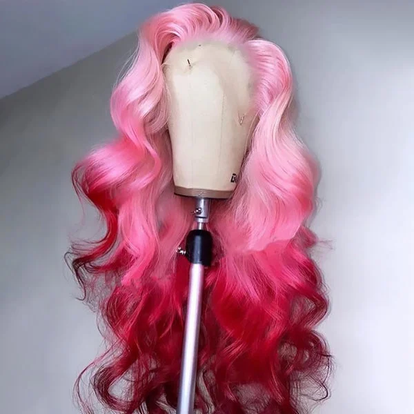 Colored wig with a wavy texture for a beachy and fun lookPink Body Wave Lace Front Wig Pre-plucked 13x4 HD Lace Body Wave Human Hair Wig Barbie Hair Style