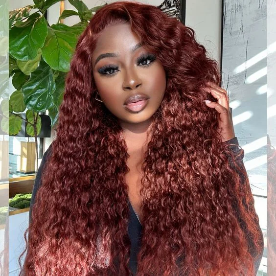 Colored wig with a silver - grey color for a trendy and cool - toned lookPre-Cut Lace Wear Go Glueless Wig Reddish Brown Pure Color Deep Wave Breathable