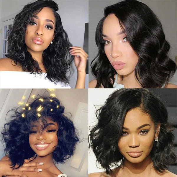 Bob wig made from high - quality synthetic fibersReshine Short Bob Wigs Body Wave 13x4 Lace Front Human Hair Wigs