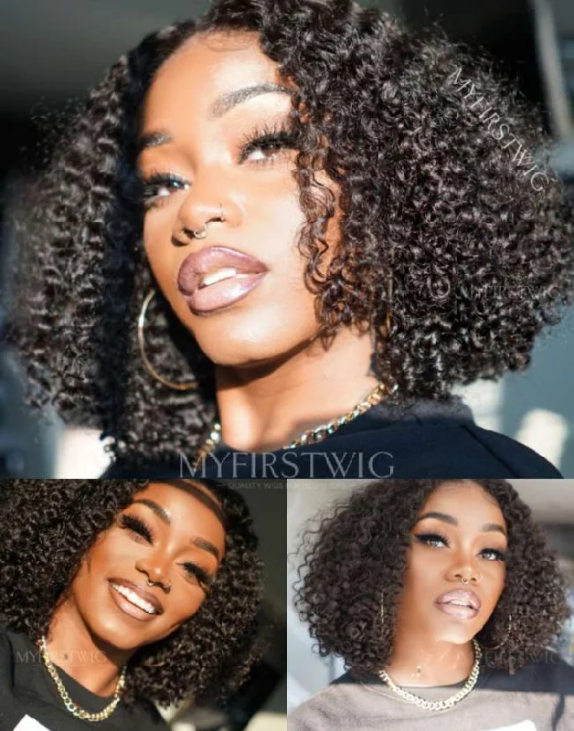 Ash - blonde bob wig for a trendy and cool - toned lookShort Deep Wave Curly HD Lace Wear & Go Glueless Wig - CLC003