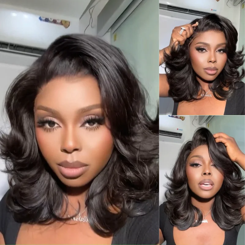 Synthetic bob wig with a natural - looking textureShort Wigs Body Wave Hair Glueless Lace Front Wigs 100% Real Human Hair Bob Wig 180%/250% Density-Geetahair