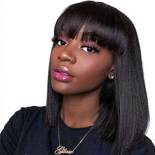 Petite bob wig suitable for women with small faces?[ BIG SALE ]  Silky Straight Short Bob With Fringe  Wig