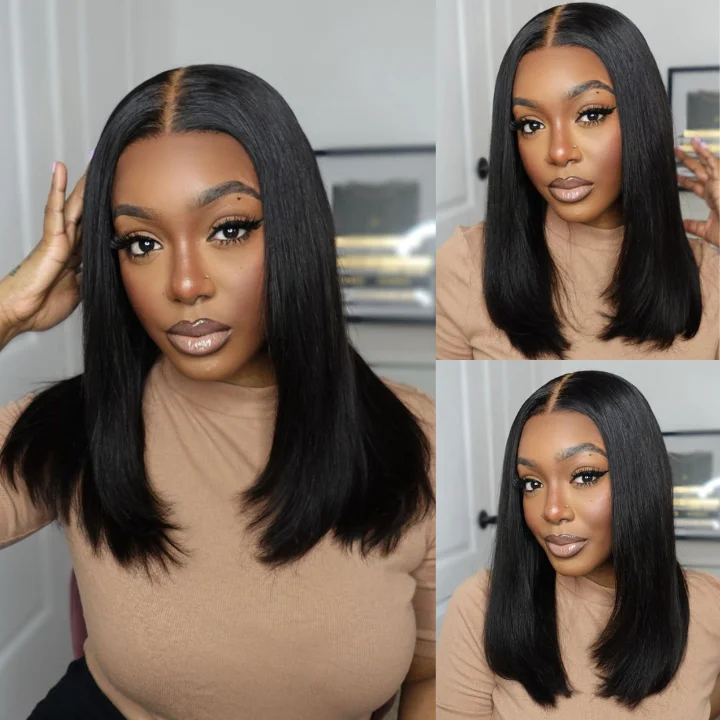 Bob wig made from high - quality synthetic fibersStraight Pre Plucked 4x4/13x4 HD Lace Shoulder Length Human Hair Bob Wigs-Geeta Hair