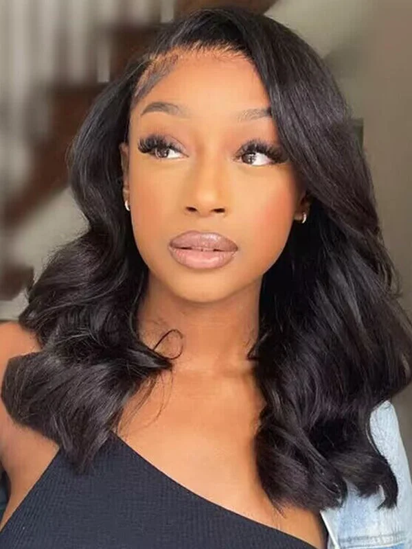 Bob wig for daily wear with a low - maintenance designWavymy 13x4 Lace Front Body Wave Bob Wigs Virgin Human Hair Natural 150 Density