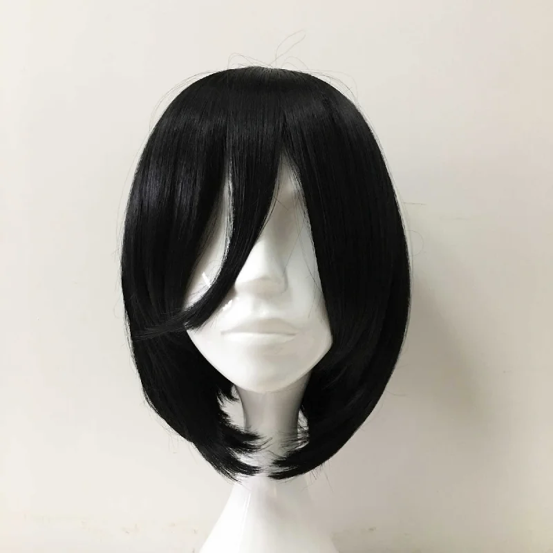 Bob wig with auburn highlights for a warm and vibrant appearanceWomen Black Short Straight Bob Long Bangs Gothic Cosplay Wig