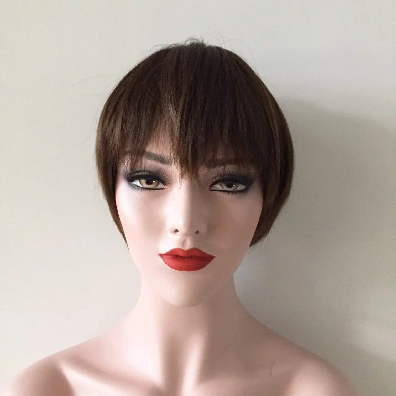 Bob wig with a pixie - inspired cut for a bold and stylish choiceWomen Brown Black Short Straight Bob Pixie Fringe Bangs Wig