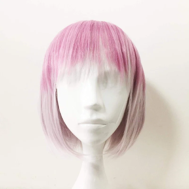 Bob wig for daily wear with a low - maintenance designWomen Pink Two Tone Short Straight Bob Fringe Bangs Wig