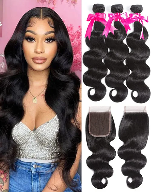 Bob - length braided wigs for a short and sassy lookBody Wave Bundles With Closure Human Hair 3 Bundles With 4x4 Lace Closure