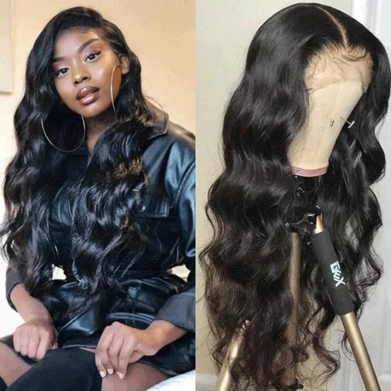 Virgin - human - hair wavy wig for the highest quality150 Density Virgin Hair 13*6 Lace Frontal Wigs Body wave 100% Human Hair