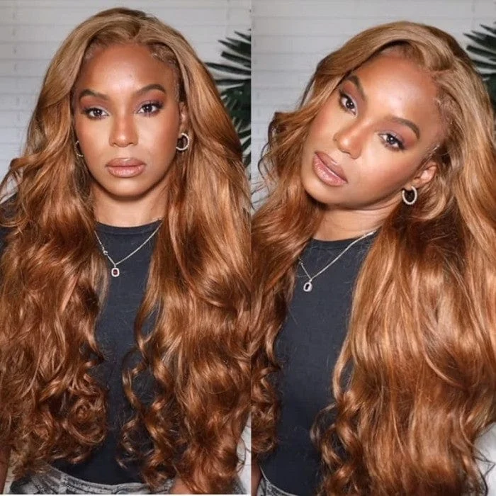 Synthetic wavy wig with a heat - friendly formulaGrade 10A 180% Density Auburn Brown Loose Wave Big Voluminous Curl 13x4 Lace Front Wigs