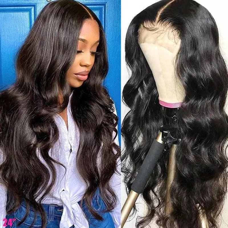 Body - wave wig with a full and voluminous lookTransparent 180% Density Virgin Hair Transparent 4x4 5x5 Lace Closure Wigs Body Wave Human Hair