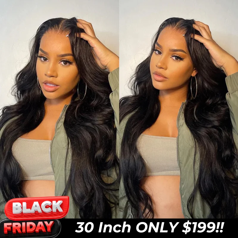 Wavy wig with a wispy fringe for a soft and feminine look24 Hours Shipping 30inch=$199 Tiktokers Recommend 180% Density Body Wave HD  Lace Frontal Wig Pre Bleached Glueless Wigs