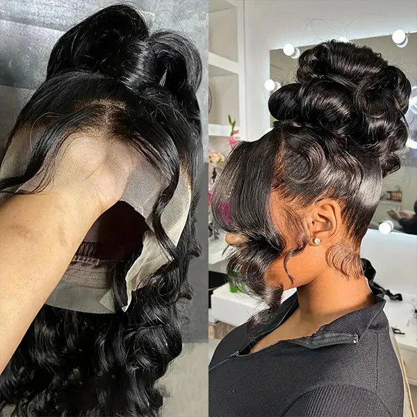 Body - wave wig with a full and voluminous lookLolly Invisi Strap Snug Fit 360 Full HD Lace Frontal Wig Pre Plucked Body Wave Ready To Wear Glueless Human Hair Wigs