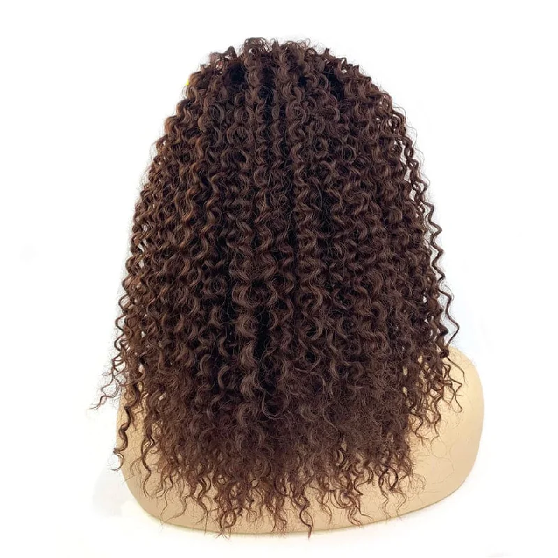 High - volume ponytails for a bold and glamorous appearanceChocolate Brown Afro Curly Drawstring Ponytail Human Hair Non-Remy For African American