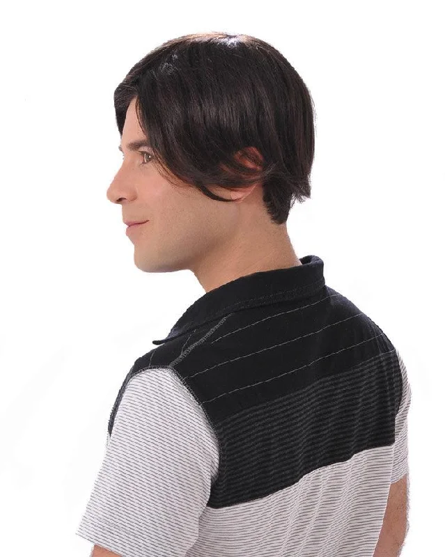 Black - colored ponytails for a classic and timeless appearance401 Men's System H by WIGPRO: Mono-top Human Hair Topper