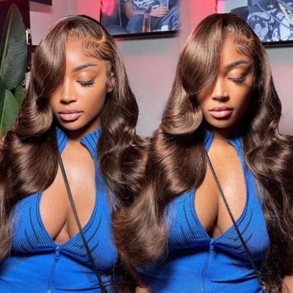 Body - wave wig with a full and voluminous lookAligrace 13x4 Lace Body Wave Wigs #4 Dark Brown Chocolate Color