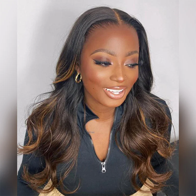 Wavy wig with a silk - base cap for a comfortable and smooth feelBeeos 13x4 SKINLIKE Real HD Lace Full Frontal Wig Highlight Body Wave Clean Hairline BL077