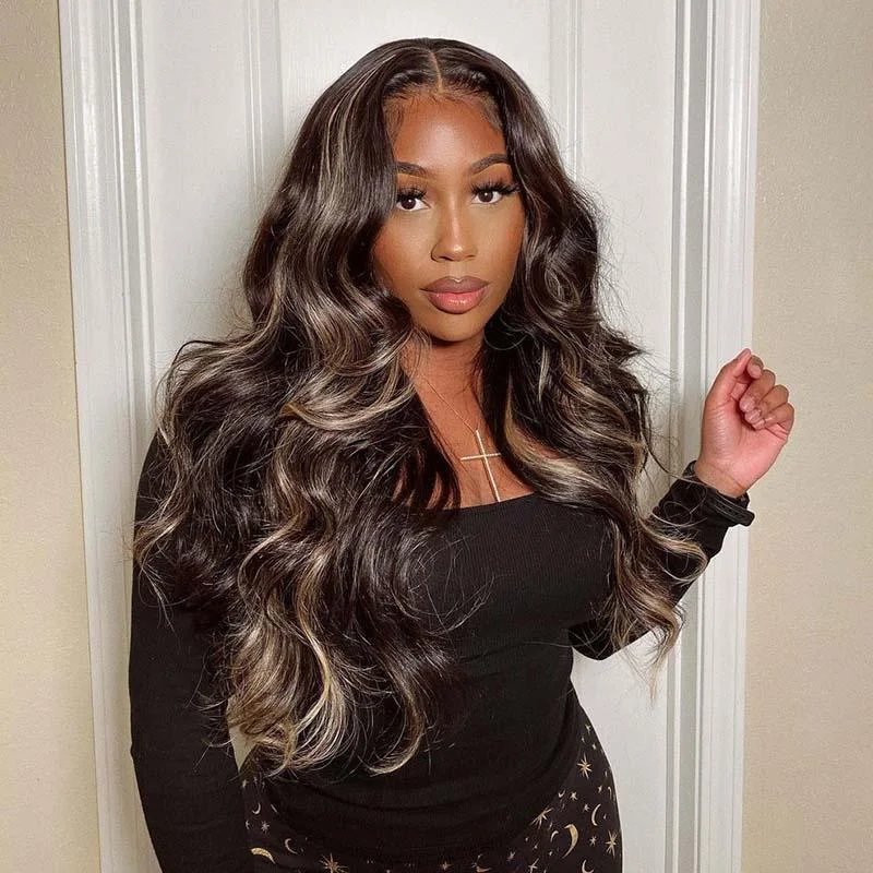 Heat - resistant wavy wig for easy styling at homeBeeos 5x5 SKINLIKE Real HD Lace Closure Wig Highlight Body Wave Glueless BC015