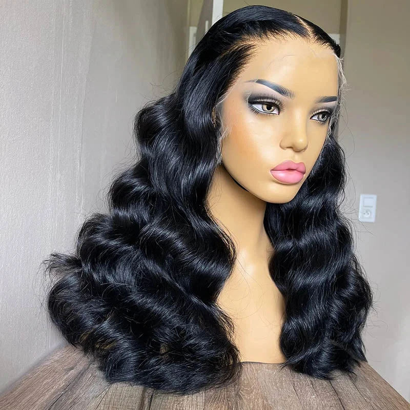 Ombre wavy wig with a seamless color blendBeeos Jet Black 13x4 Full Frontal SKINLIKE Real HD Lace Wig Loose Wave BL228