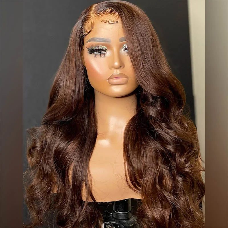 Virgin - human - hair wavy wig for the highest qualityBeeos SKINLIKE Real HD Lace Closure Wig Brown Color Body Wave 5*5 BC020