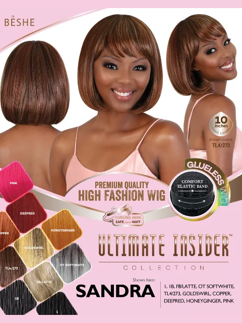 Adjustable - cap short wig for a customized and comfortable fitBeshe Ultimate Insider Collection Synthetic Wig - SANDRA